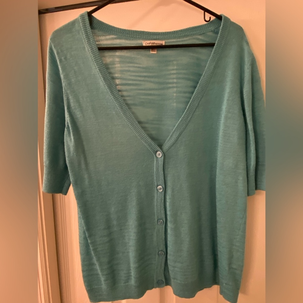 Women’s Lightweight Cardigan Short-Sleeve size L, color Sea Foam Green